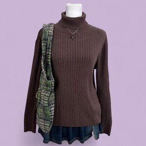 vintage 90s brown downtown it girl elevated basic turtleneck top